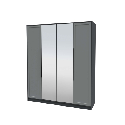 Шкаф распашной Тренд КТ-Ш4 (з) (Антрацит ЛДСП/ Серый ЛМДФ) Ш1800 В2128 Г547